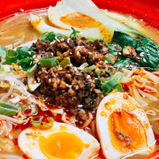 Spicy Miso Ramen with Pork, Egg and Vegetables
